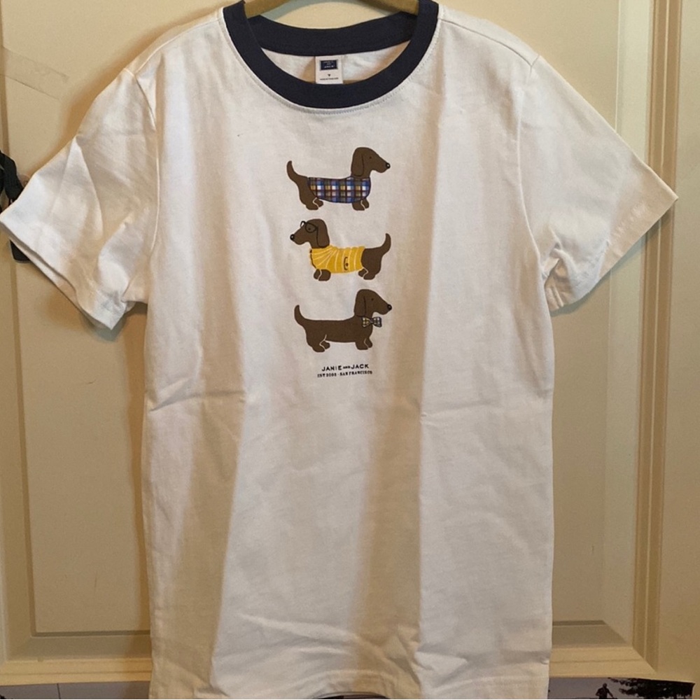 Janie and Jack White Tee with Dachshund Print